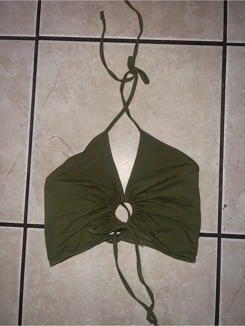 NWT American Eagle Outfitters Olive Green Halter Crop Top